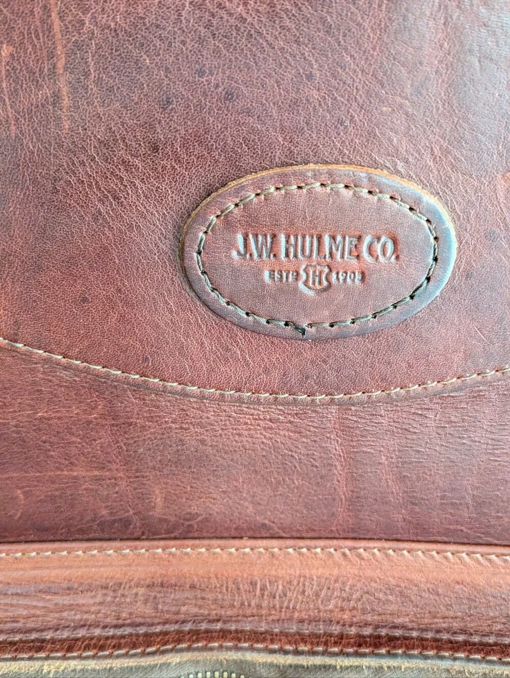 Vintege J.W.HULME CO.Made In America Leather Rolling Carry-On Bag - Brown